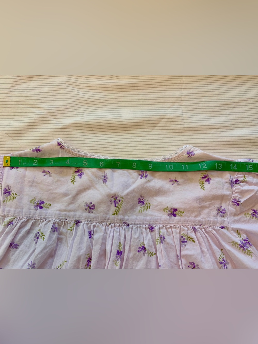 Vintage Lavender Floral Dress Lace Trim Cottagecore Maxi Cotton - Picture 10 of 13